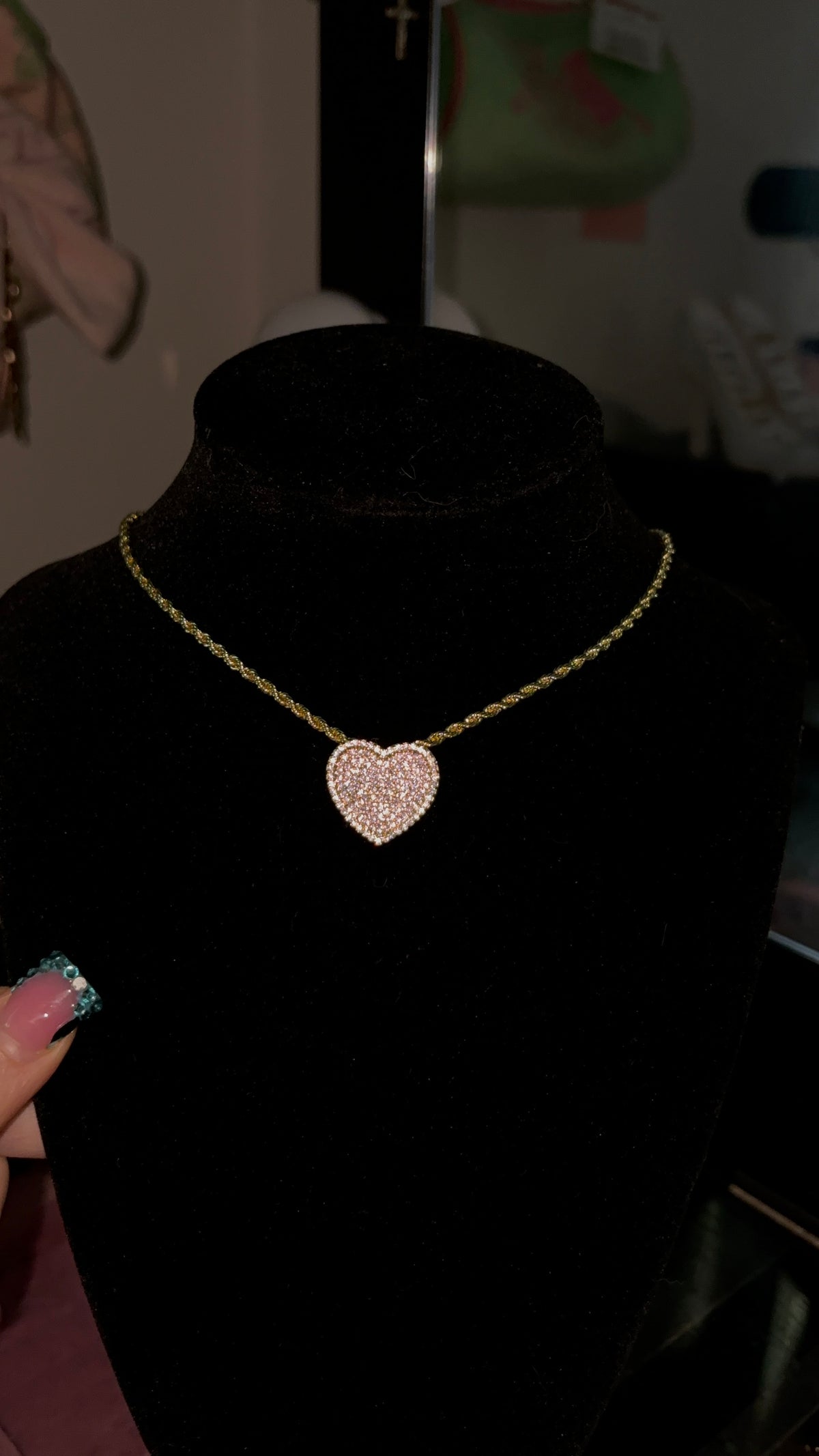 Pink Diamond Heart Necklace
