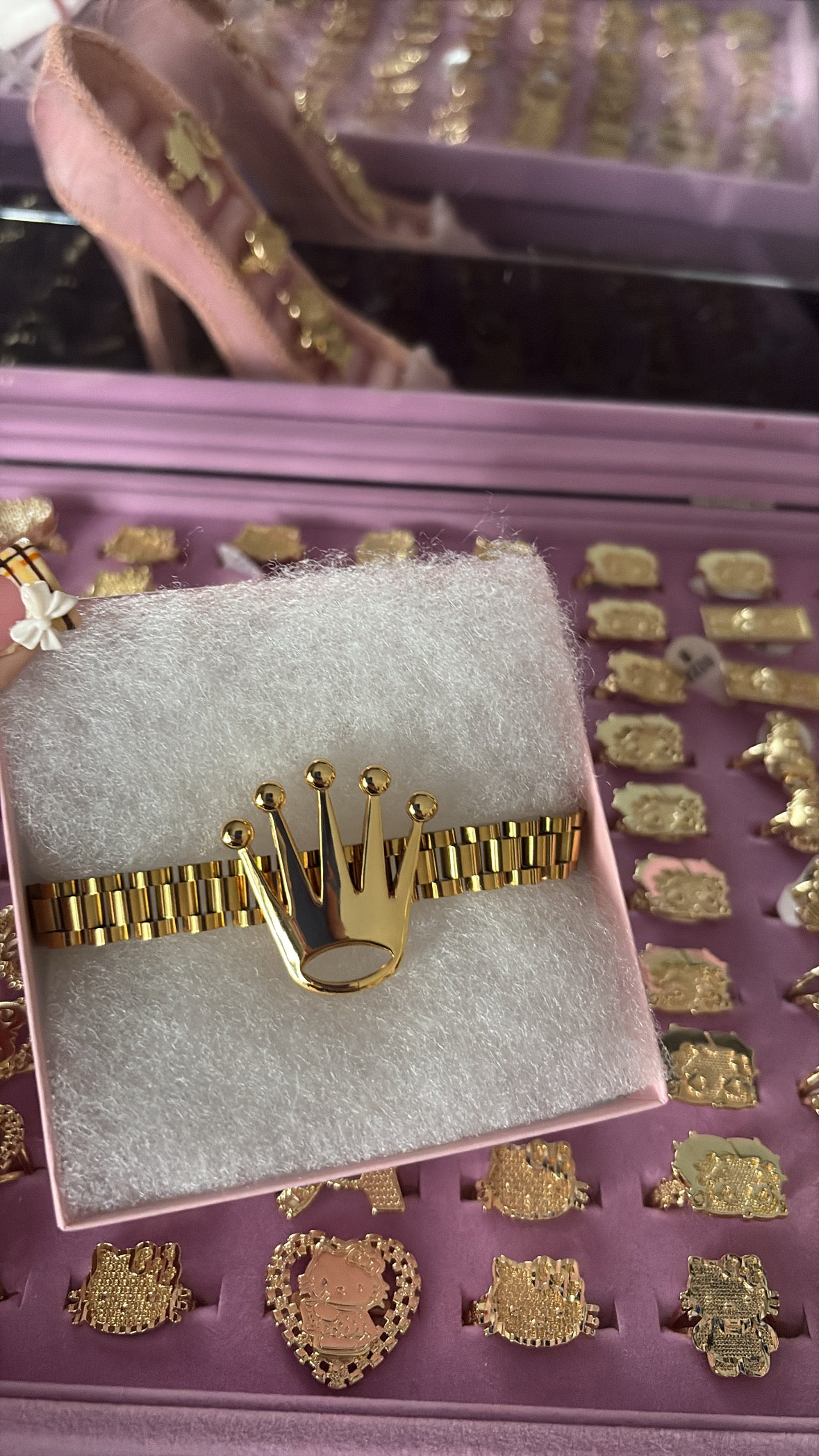 Gold Bracelet Crown Charm